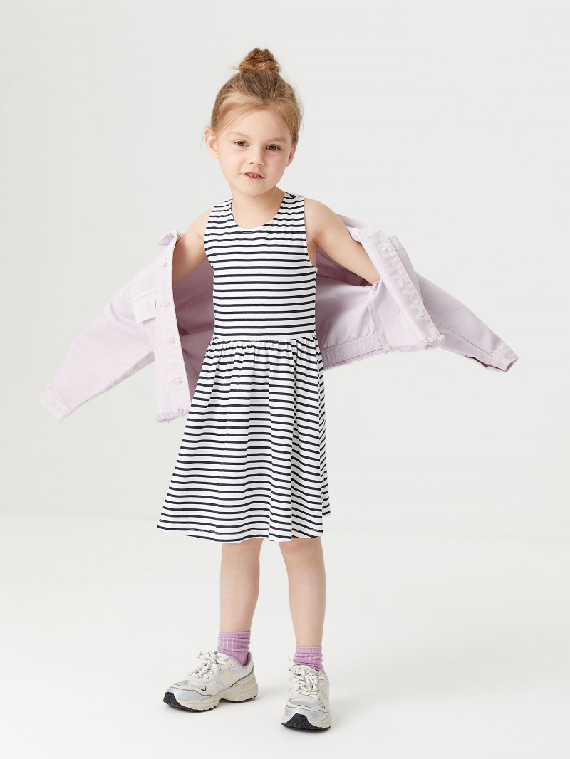 SELA Rochie tricotată cu dungi pentru fete