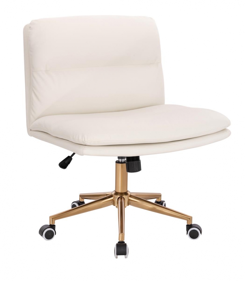 Scaun rotativ NAPPA alb, baza aurie