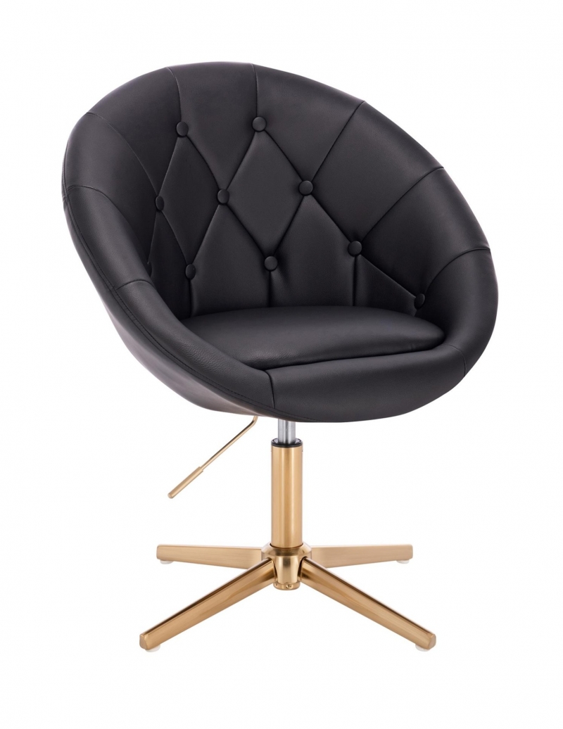 вращающееся кресло CUBE черного цвета, золотистая основа