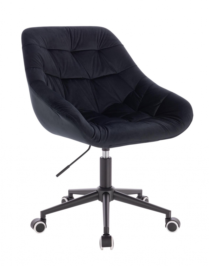 scaun rotativ din catifea OSLO, negru, baza neagra