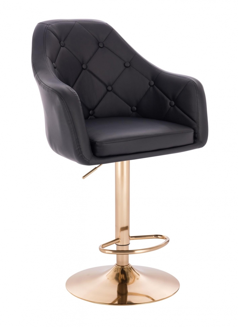 scaun de bar HAMAR, negru, baza aurie