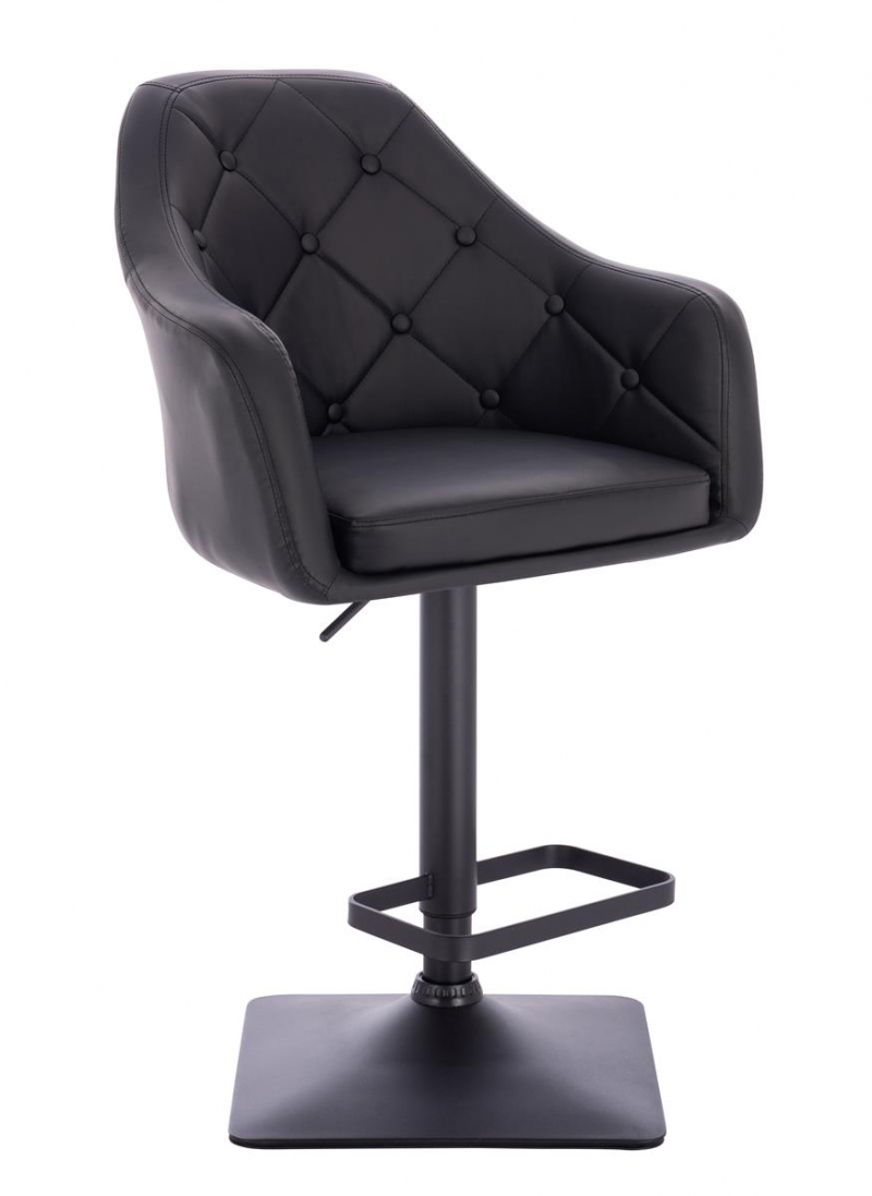 scaun de bar HAMAR, negru, bază pătrată neagră