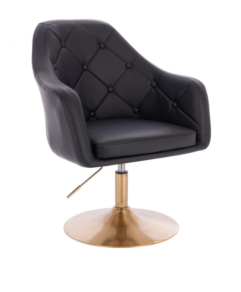 scaun rotativ HAMAR negru, bază aurie
