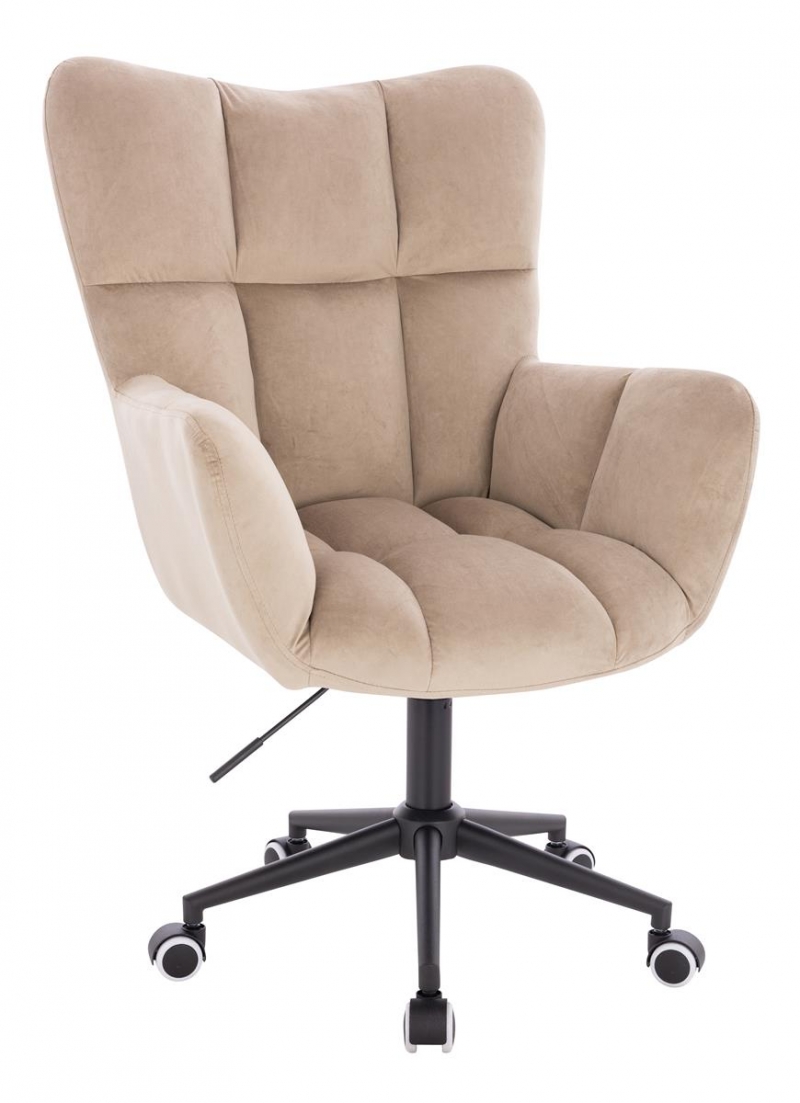 fotoliu din catifea ALTA, bej, baza neagra