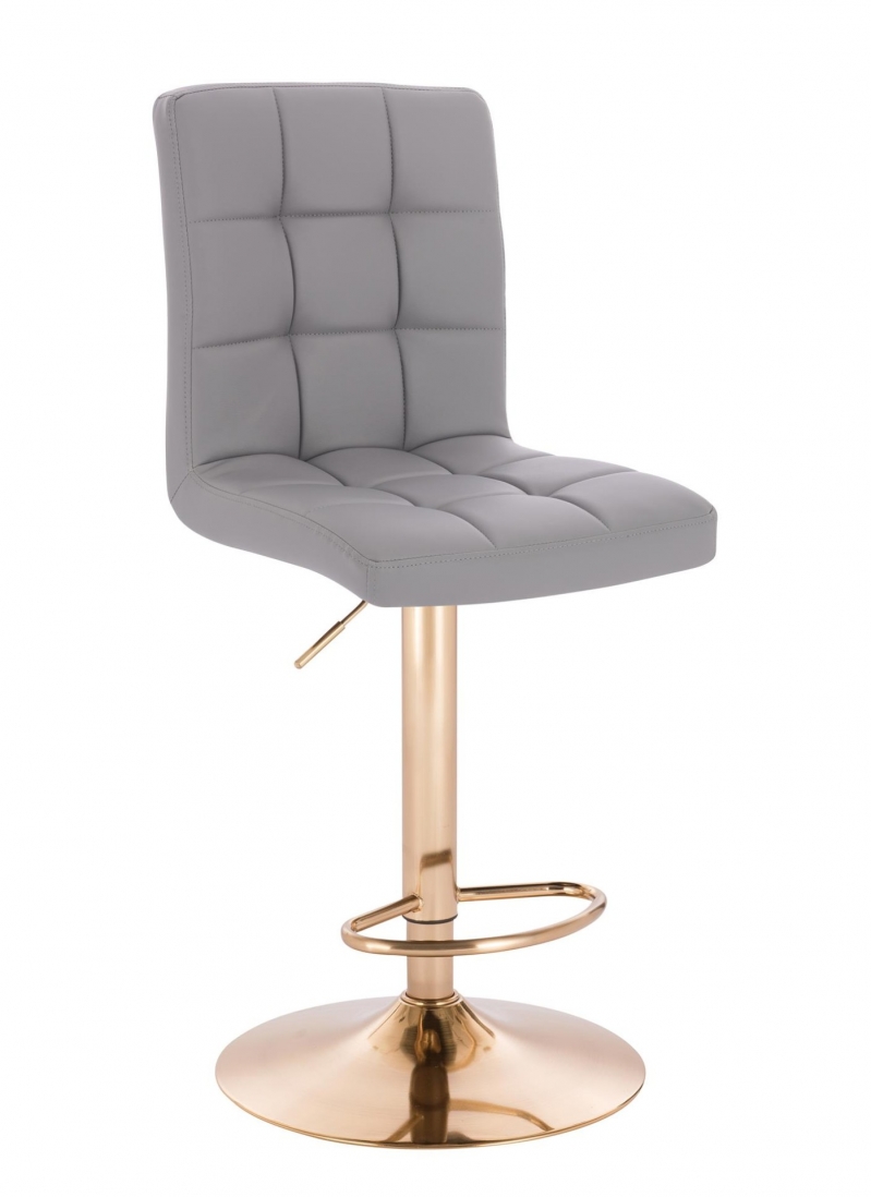 scaun de bar VESTLAND, gri, baza aurie