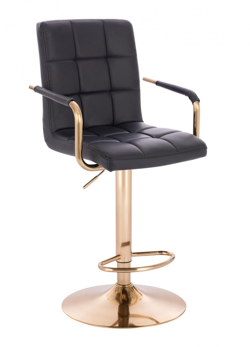 scaun de bar BERGEN, negru, baza aurie