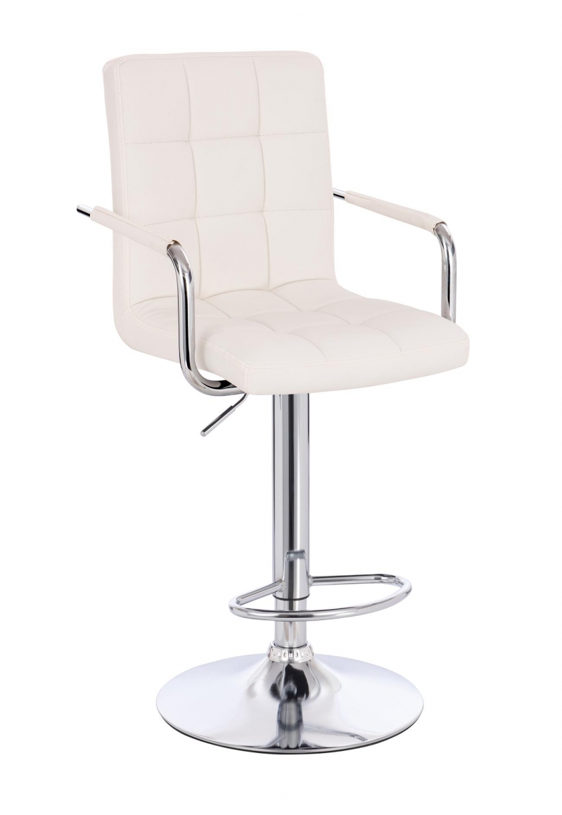 scaun de bar BERGEN, alb, baza croma